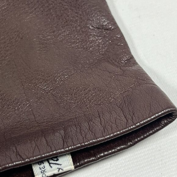 LORD & TAYLOR Gloves Womens 7.5 Leather Antron Lined Warmer Winter Brown - Picture 5 of 11